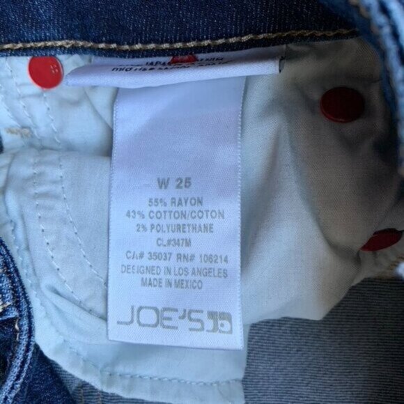 Anthropologie Joe's Jeans Skinny Jeans Icon Ankle Denim dark wash raw hem Sz 25 - Picture 15 of 16